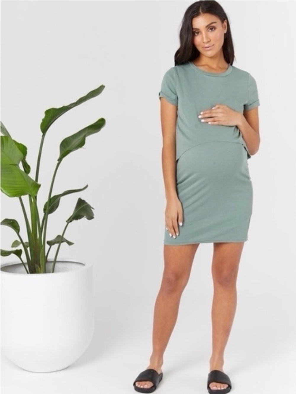 LEGOE HERITAGE  Sage Green T- Shirt Maternity  Dress